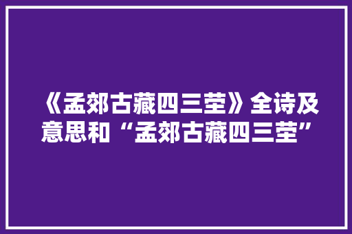 《孟郊古藏四三茔》全诗及意思和“孟郊古藏四三茔”的拼音注释 诗词鉴赏