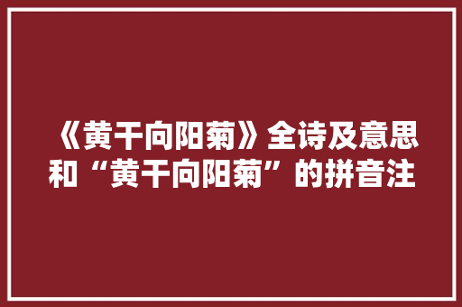 《黄干向阳菊》全诗及意思和“黄干向阳菊”的拼音注释 诗词鉴赏