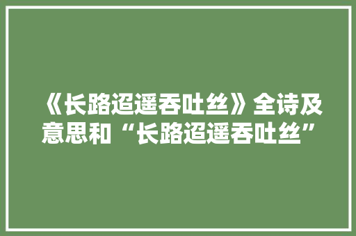 《长路迢遥吞吐丝》全诗及意思和“长路迢遥吞吐丝”的拼音注释