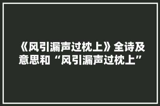 《风引漏声过枕上》全诗及意思和“风引漏声过枕上”的拼音注释
