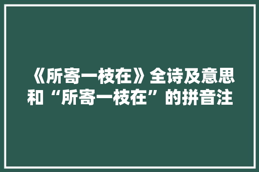 《所寄一枝在》全诗及意思和“所寄一枝在”的拼音注释