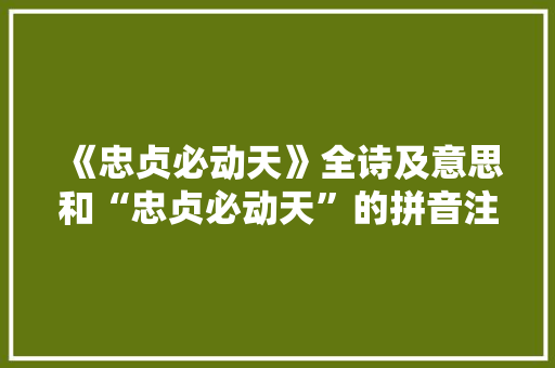 《忠贞必动天》全诗及意思和“忠贞必动天”的拼音注释