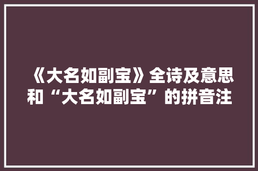 《大名如副宝》全诗及意思和“大名如副宝”的拼音注释