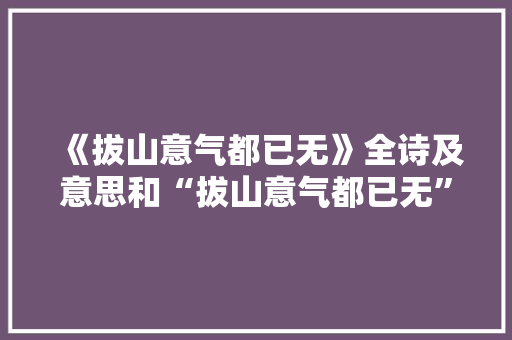 《拔山意气都已无》全诗及意思和“拔山意气都已无”的拼音注释