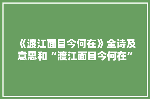 《渡江面目今何在》全诗及意思和“渡江面目今何在”的拼音注释