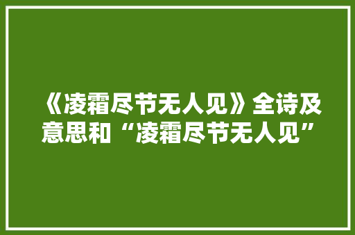 《凌霜尽节无人见》全诗及意思和“凌霜尽节无人见”的拼音注释