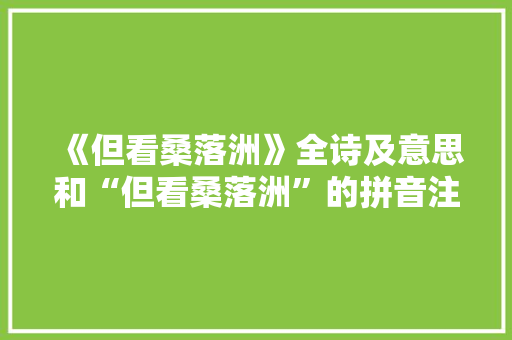 《但看桑落洲》全诗及意思和“但看桑落洲”的拼音注释