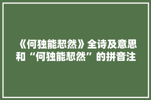 《何独能恝然》全诗及意思和“何独能恝然”的拼音注释