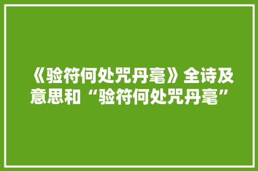《验符何处咒丹毫》全诗及意思和“验符何处咒丹毫”的拼音注释