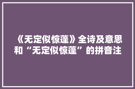 《无定似惊蓬》全诗及意思和“无定似惊蓬”的拼音注释