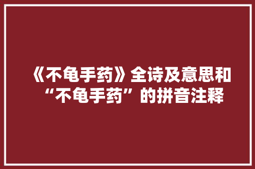 《不龟手药》全诗及意思和“不龟手药”的拼音注释