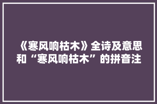 《寒风响枯木》全诗及意思和“寒风响枯木”的拼音注释