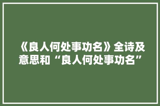 《良人何处事功名》全诗及意思和“良人何处事功名”的拼音注释