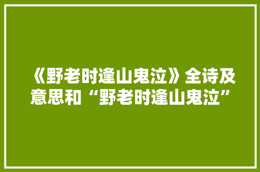 《野老时逢山鬼泣》全诗及意思和“野老时逢山鬼泣”的拼音注释