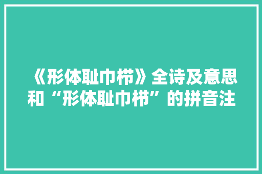 《形体耻巾栉》全诗及意思和“形体耻巾栉”的拼音注释