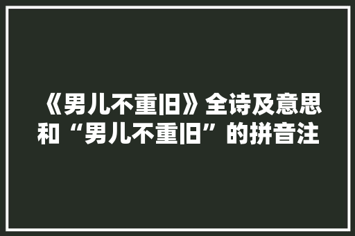 《男儿不重旧》全诗及意思和“男儿不重旧”的拼音注释 诗词鉴赏