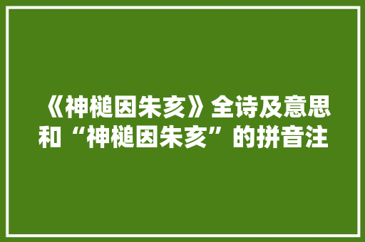 《神槌因朱亥》全诗及意思和“神槌因朱亥”的拼音注释 诗词鉴赏