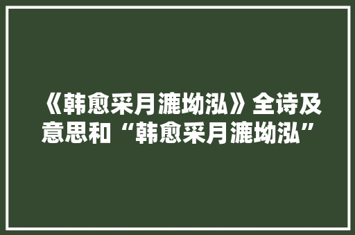 《韩愈采月漉坳泓》全诗及意思和“韩愈采月漉坳泓”的拼音注释 诗词鉴赏