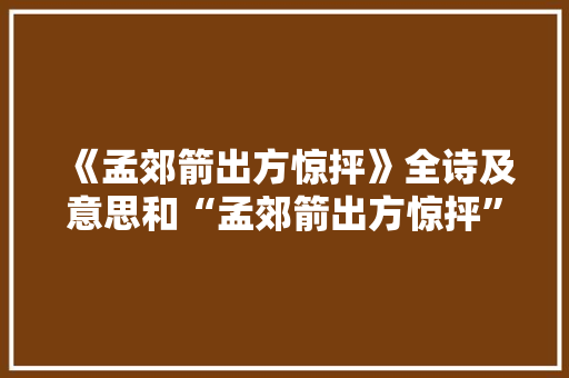 《孟郊箭出方惊抨》全诗及意思和“孟郊箭出方惊抨”的拼音注释 诗词鉴赏