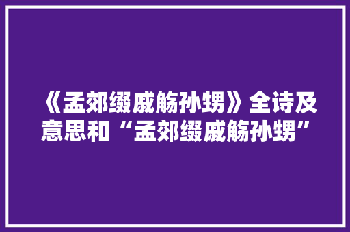 《孟郊缀戚觞孙甥》全诗及意思和“孟郊缀戚觞孙甥”的拼音注释 诗词鉴赏