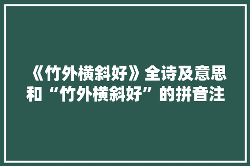 《竹外横斜好》全诗及意思和“竹外横斜好”的拼音注释