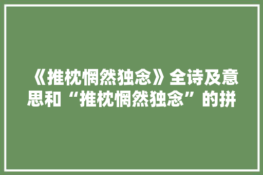 《推枕惘然独念》全诗及意思和“推枕惘然独念”的拼音注释