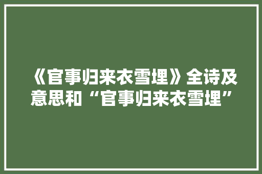 《官事归来衣雪埋》全诗及意思和“官事归来衣雪埋”的拼音注释
