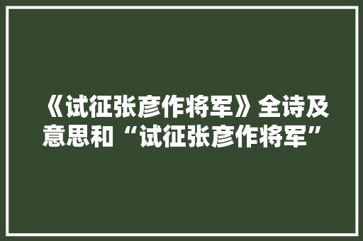 《试征张彦作将军》全诗及意思和“试征张彦作将军”的拼音注释 诗词鉴赏