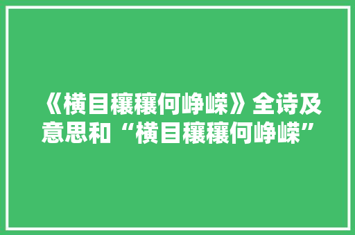 《横目穰穰何峥嵘》全诗及意思和“横目穰穰何峥嵘”的拼音注释 诗词鉴赏