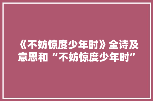 《不妨惊度少年时》全诗及意思和“不妨惊度少年时”的拼音注释