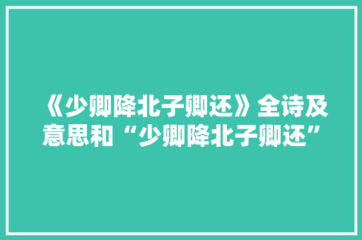 《少卿降北子卿还》全诗及意思和“少卿降北子卿还”的拼音注释 诗词鉴赏
