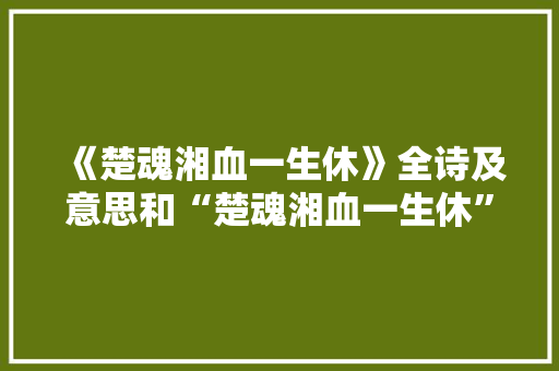《楚魂湘血一生休》全诗及意思和“楚魂湘血一生休”的拼音注释 诗词鉴赏