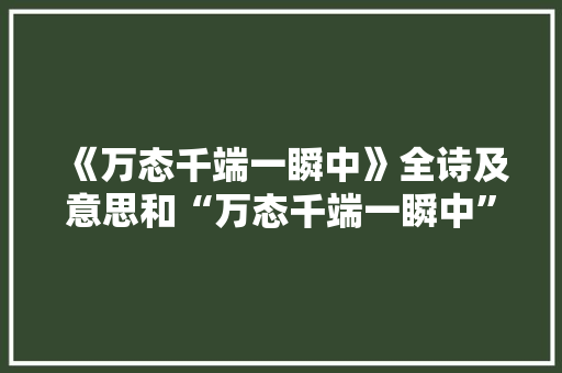 《万态千端一瞬中》全诗及意思和“万态千端一瞬中”的拼音注释