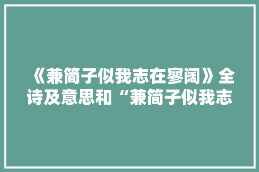 《兼简子似我志在寥阔》全诗及意思和“兼简子似我志在寥阔”的拼音注释