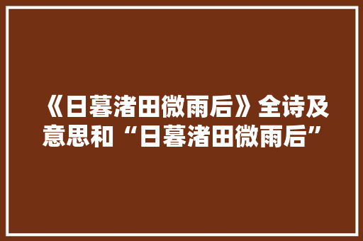 《日暮渚田微雨后》全诗及意思和“日暮渚田微雨后”的拼音注释