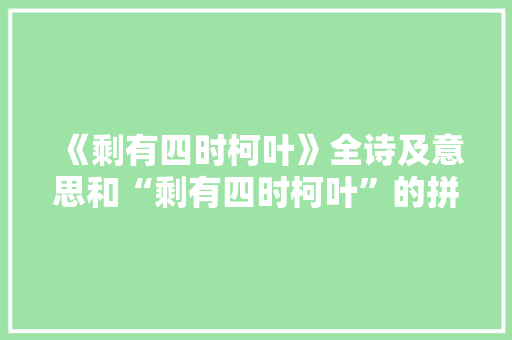 《剩有四时柯叶》全诗及意思和“剩有四时柯叶”的拼音注释