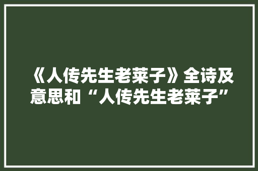 《人传先生老莱子》全诗及意思和“人传先生老莱子”的拼音注释