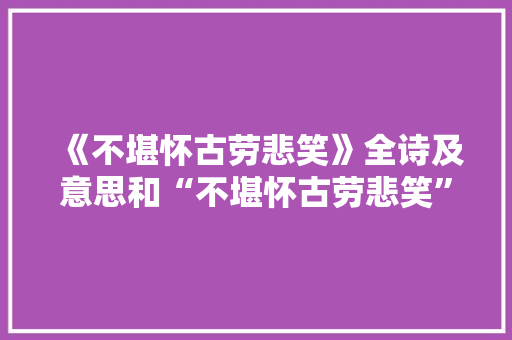《不堪怀古劳悲笑》全诗及意思和“不堪怀古劳悲笑”的拼音注释