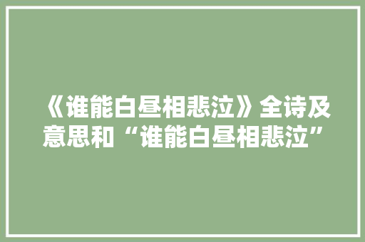 《谁能白昼相悲泣》全诗及意思和“谁能白昼相悲泣”的拼音注释 诗词鉴赏