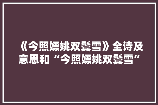 《今照嫖姚双鬓雪》全诗及意思和“今照嫖姚双鬓雪”的拼音注释 诗词鉴赏