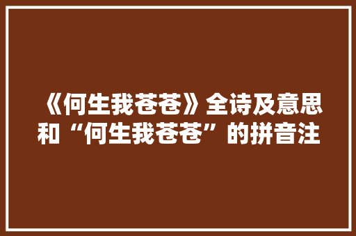 《何生我苍苍》全诗及意思和“何生我苍苍”的拼音注释 诗词鉴赏