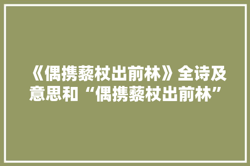 《偶携藜杖出前林》全诗及意思和“偶携藜杖出前林”的拼音注释