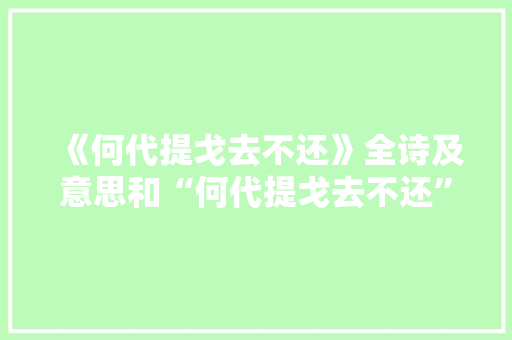 《何代提戈去不还》全诗及意思和“何代提戈去不还”的拼音注释