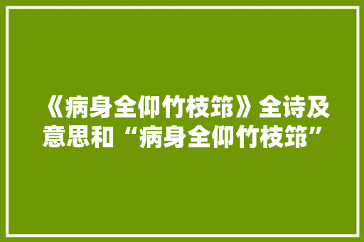 《病身全仰竹枝筇》全诗及意思和“病身全仰竹枝筇”的拼音注释
