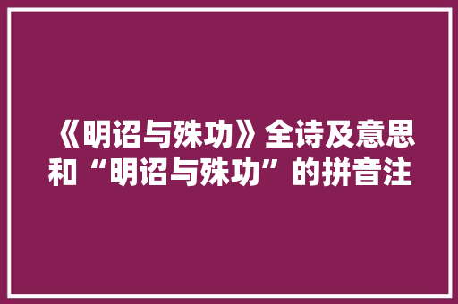《明诏与殊功》全诗及意思和“明诏与殊功”的拼音注释 诗词鉴赏