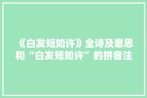 《白发短如许》全诗及意思和“白发短如许”的拼音注释