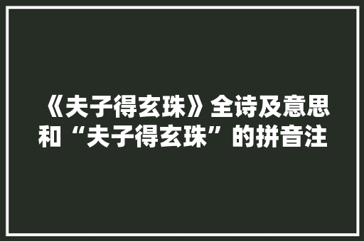 《夫子得玄珠》全诗及意思和“夫子得玄珠”的拼音注释