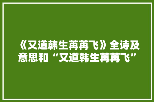 《又道韩生苒苒飞》全诗及意思和“又道韩生苒苒飞”的拼音注释