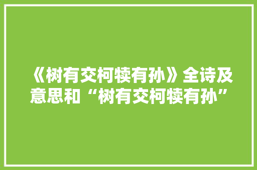 《树有交柯犊有孙》全诗及意思和“树有交柯犊有孙”的拼音注释 诗词鉴赏