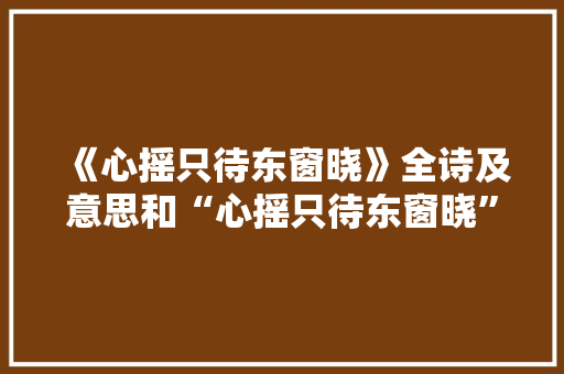 《心摇只待东窗晓》全诗及意思和“心摇只待东窗晓”的拼音注释 诗词鉴赏